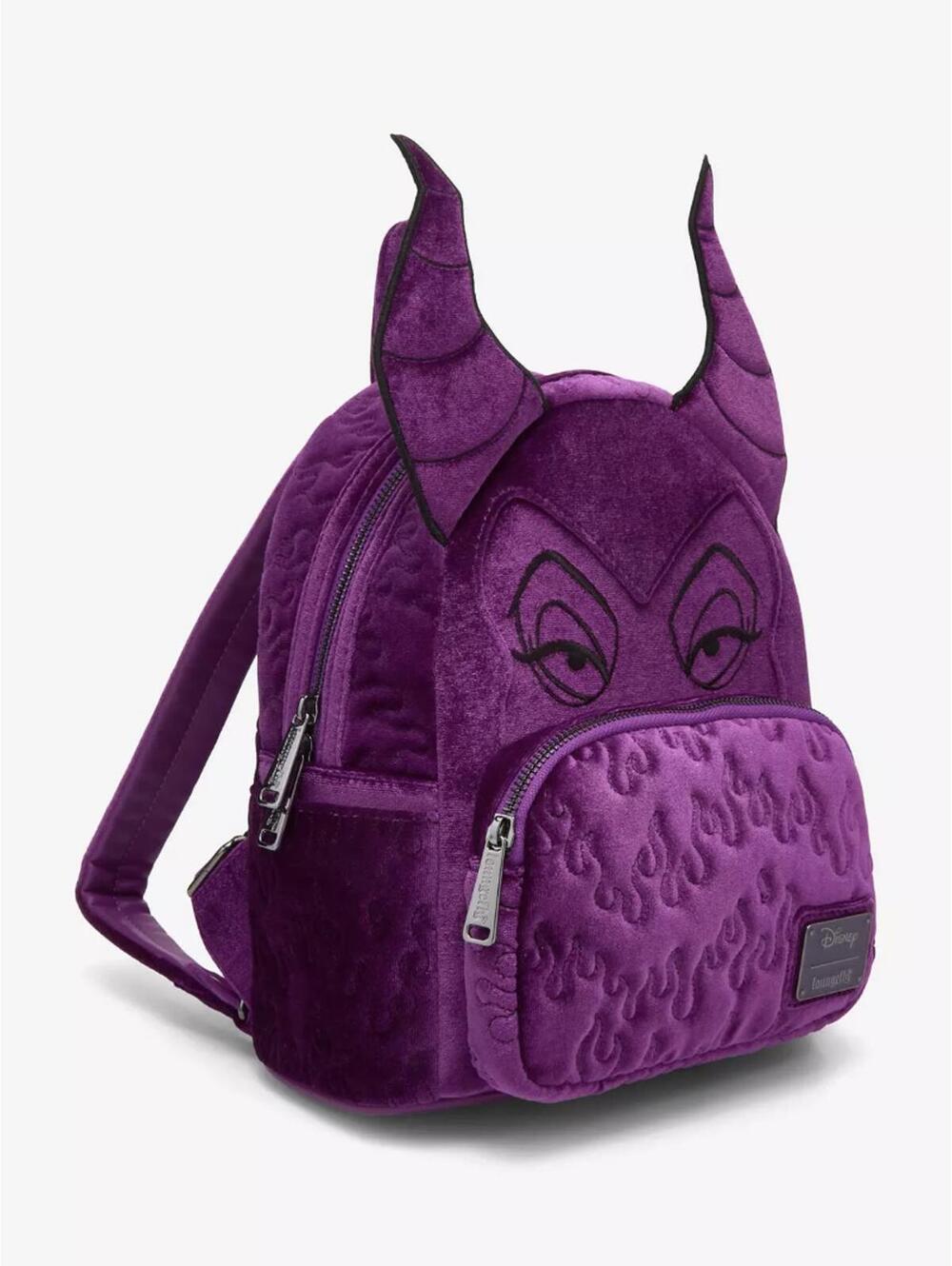 Loungefly Disney Sleeping Beauty Purple Velvet Maleficent Figural Backpack NWT - Picture 2 of 5